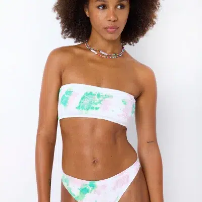 Bikini bandeau vert et rose | JOANA | All That She Loves