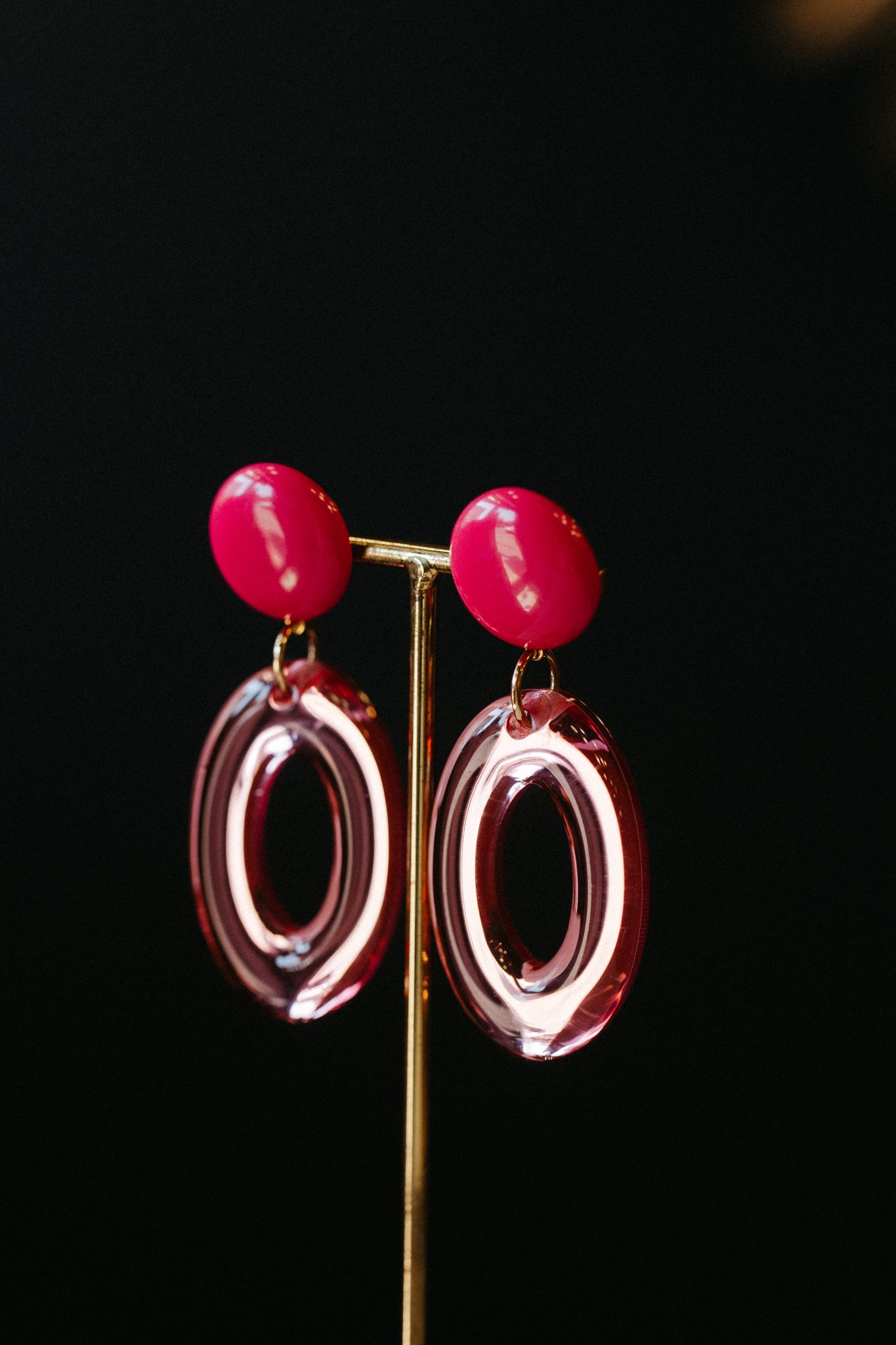 Boucles d'oreilles Miroir rose fuchsia | Francine Bramli