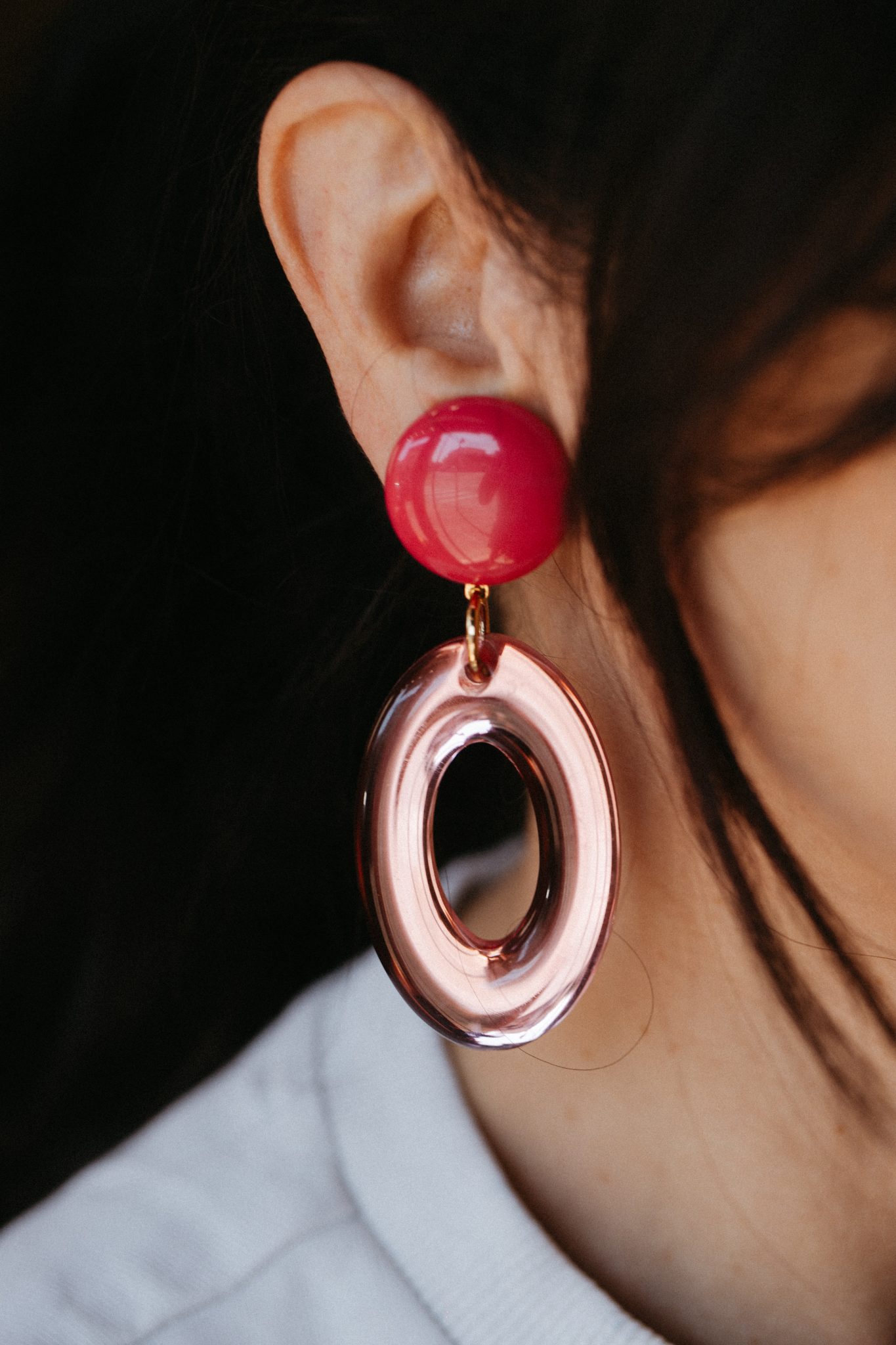 Boucles d'oreilles Miroir rose fuchsia | Francine Bramli – Image 3