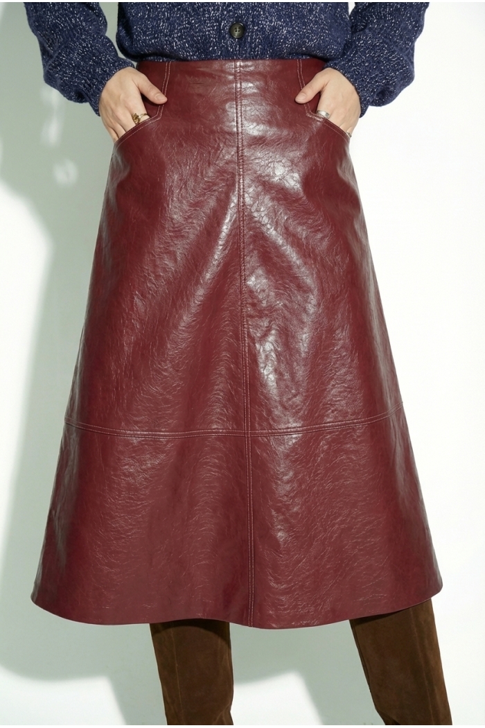 Jupe maxi Vinyle bordeaux | Imprevu – Image 4