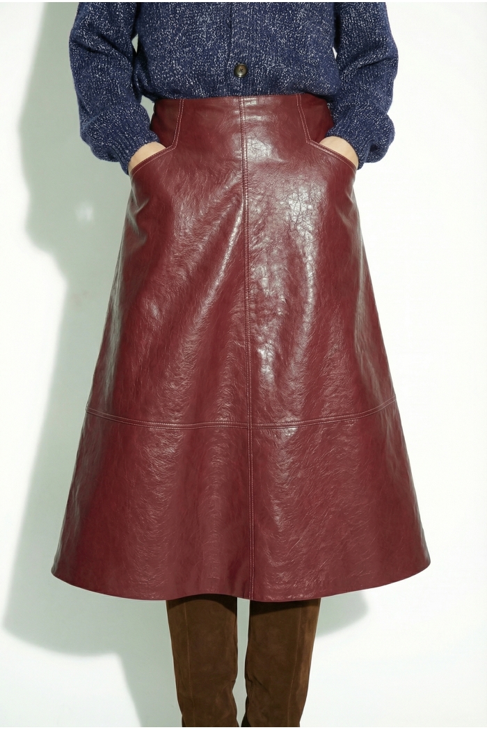 Jupe maxi Vinyle bordeaux | Imprevu – Image 2